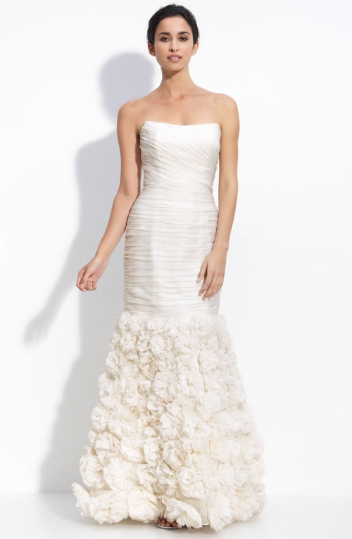 Theia Organza Strapless Silk Mermaid Dress