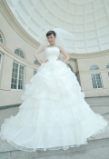 stain strapless court wedding dress