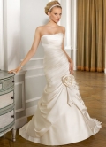Ivory Satin Strapless Sweep Train Bridal Dress