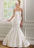 Luxury Ivory Strapless Satin Mermaid Trumpet Wedding Dress