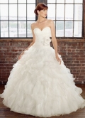 Luxury Ivory Satin Organza Sweet Heart Floor Length Ball Gown