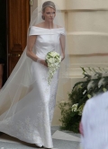 Classical White Satin Floor Length Off-the-shoulder Celebrity Wedding Dresses