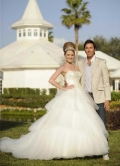 Amazing White Tulle Strapless Floor Length Celebrity Wedding Dresses