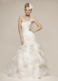 Amazing White Satin Mermaid Strapless Celebrity Wedding Dresses