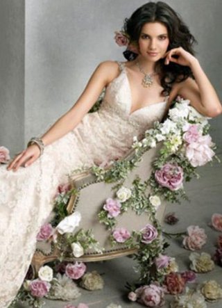 Sexy White Lace V-neck A-line Celebrity Wedding Dresses Sexy White Lace V-neck A-line Celebrity Wedding Dresses