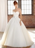 Beautiful Ivory Satin Organza Sweet Heart Floor Length Ball Gown