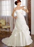 Luxury Ivory Satin Strapless Sweep Train A-line Wedding Dress