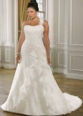 Ivory Satin Organza Sweep Train Plus Size Wedding Dress
