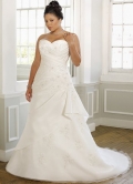 Ivory Sweet Heart Satin Organza Plus Size Wedding Dress