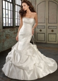 Ivory Strapless Sweep Train Mermaid Trumpet Satin Wedding Dress