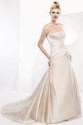 Wheat Bridal Dress with Strapless Bodice and Sequin Encrusted Bodice