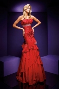Amazing Red Wedding Dress with the Wrapped Bodice and Flare Skirt