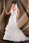 Sheath Silhouette V Neckline Taffeta Design
