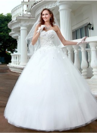 Sweetheart Tulle Satin Winter Wedding Dresses