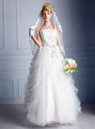 Noble and romantic self flowers Pompon flash royal diamond wedding dresses