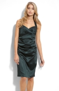 Ruched Stretch Satin Halter Dress
