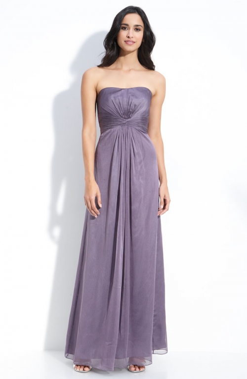 Strapless Shimmer Satin Gown