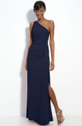 Beaded Panel One Shoulder Jersey Gown