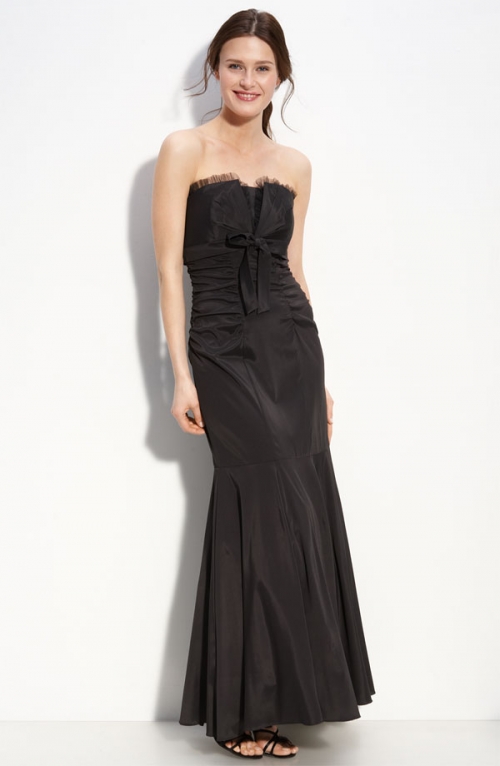 Strapless Taffeta Mermaid Gown with Bow Detail