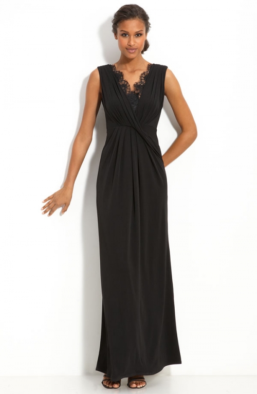 Lace Inset Jersey Gown
