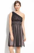 Beaded Ruched Mesh Dress