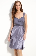 Beaded Chiffon & Satin Flutter Skirt Dress