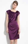 Drape Satin Sheath Dress