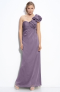 One Shoulder Chiffon Dress with Bow