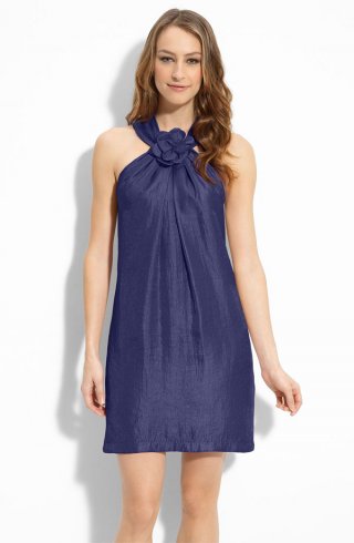 Hammered Satin Shift Dress