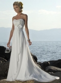 Floral Beaded Chiffon A-line/Princess Beach Wedding Dress (ZA01033)