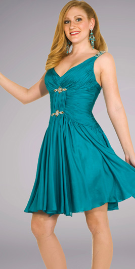 V-neck Keen Length Glamorous Sexy A-line Design Summer Cocktail Prom Dress