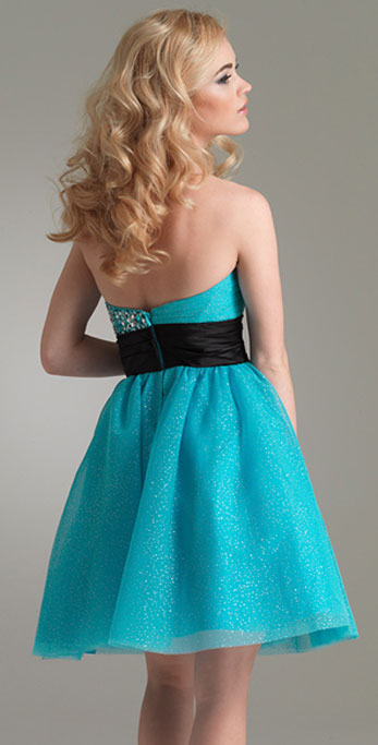 Bright Strapless With Sequins Ball Gown Side Draped Cocktail / Evening Dress