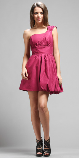 A-line One Shoulder Fushia Cheap fashion short/ mini Design Cocktail Dress