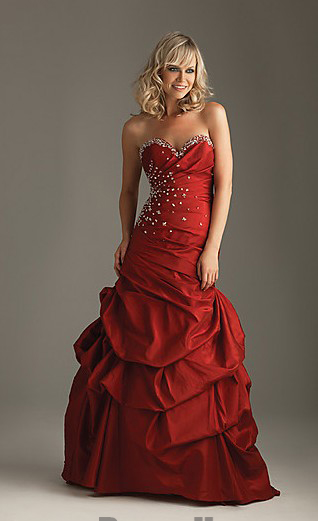 Burgundy Sweetheart Floor length Beadings Low Back Wrinkle Satin Homecoming Dress/ Prom Dress