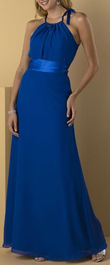 Blue Halter Column/ Sheath Spaghetti Strap Sash Floor length Bridesmaid Dress available in spring