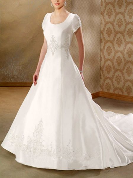 2012 traditional Short Sleeves Embroidery at waist and hemline A line satin wedding dress 2012 traditional Short Sleeves Embroidery at waist and hemline A line satin wedding dress