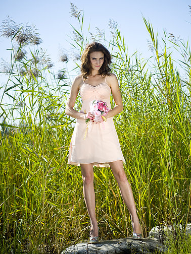 Spaghetti Straps Sweetheart Neckline Pleated And Ruched Bridesmaid Dress With Lace Spaghetti Straps Sweetheart Neckline Pleated And Ruched Bridesmaid Dress With Lace