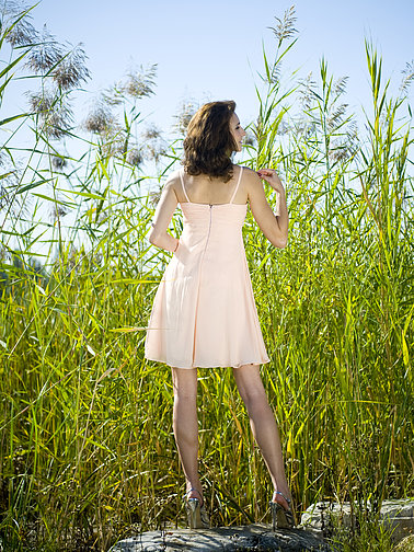 Spaghetti Straps Sweetheart Neckline Pleated And Ruched Bridesmaid Dress With Lace