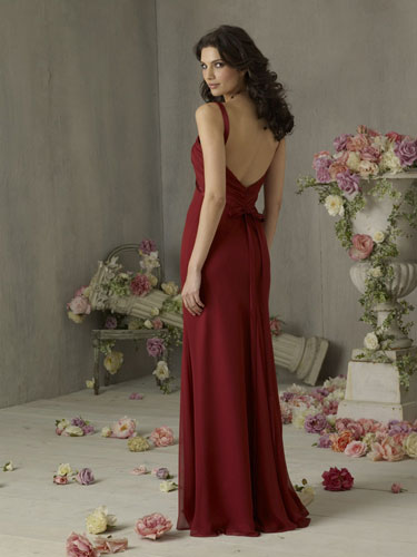 Charming Red V-neck Backless A-line Knee length chiffon Evening dress/ Bridesmaid Dress