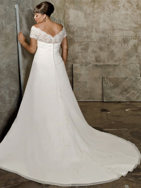 2012 Wholesale New style White A line Off The Shoulder Sweetheart Organza & Satin Cheap Wedding Dress
