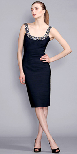 New Style Midnight Beaded Straps Column Design Cocktail Prom Dress at wholesale price