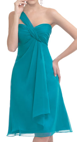 One Strap Short Chiffon light blue A-line pleated Bridesmaid Dress Available in Spring/summer