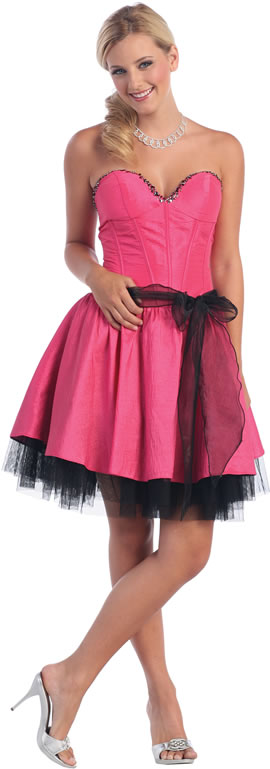 Pink Strapless straight Taffeta A-line Short cocktail dress/ homecoming dresses