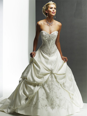 Strapless A-line Pick up Skirt Satin Wedding Dresses (SK0017)
