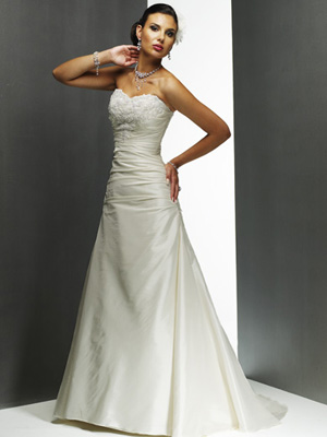 Strapless Slim A-line Sweetheart Sweep Train Taffeta Gowns (SR0146)