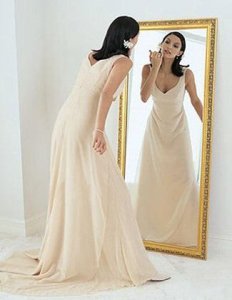 A-line Deep V-neck Sweep Train Satin Wedding Dresses (ST0121)