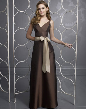 Cross Over V-neck A-Line Taffeta Bridesmaid Dresses (KB0662)