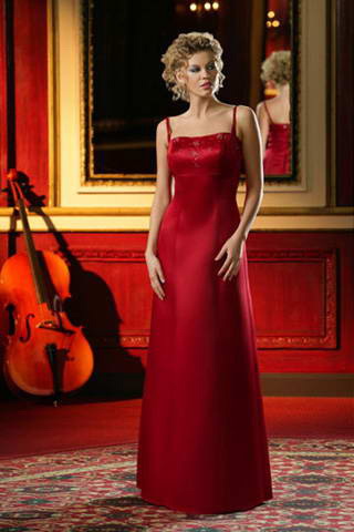 Empire Spaghetti Square Neck A-line Satin Bridesmaid Dresses (KB0141)