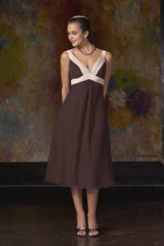 Empire V-Neck Knee Length A-Line Chiffon Bridesmaid Dresses (cf0117)