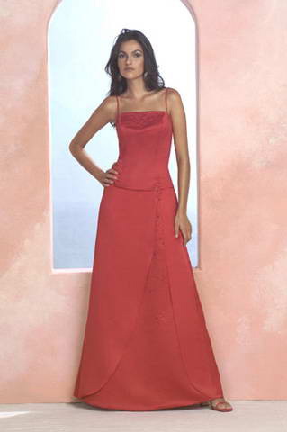 Mock Two-piece Spaghetti Satin Bridesmaid Dresses (cf0133)